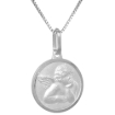 Picture of 15mm Small Sterling Silver Guardian Angel Medal Necklace 5/8 inch Round Nickel Free Italy 16-30 inch