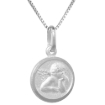 Picture of 12mm Dainty Sterling Silver Guardian Angel Medal Necklace 1/2 inch Round Nickel Free Italy 16-30 inch
