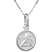 Picture of 10mm Very Tiny Sterling Silver Guardian Angel Medal Necklace 3/8 inch Round Nickel Free Italy 16-30 inch