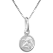 Picture of 8mm Tiny Sterling Silver Guardian Angel Medal Necklace 5/16 inch Round Nickel Free Italy 16-30 inch