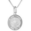 Picture of Round Shape Sterling Silver St Jude Medal Necklace for Women and Men Nickel Free Italy 16-24 inch