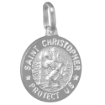 Picture of 15mm Dainty Sterling Silver St Christopher Medal Necklace for Women 5/8 inch Round Nickel Free Italy