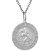 Picture of 15mm Dainty Sterling Silver St Christopher Medal Necklace for Women 5/8 inch Round Nickel Free Italy