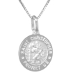 Picture of 15mm Dainty Sterling Silver St Christopher Medal Necklace for Women 5/8 inch Round Nickel Free Italy