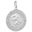 Picture of 21mm Sterling Silver St Christopher Medal Necklace for Men 7/8 inch Round Nickel Free Italy