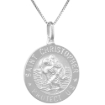 Picture of 21mm Sterling Silver St Christopher Medal Necklace for Men 7/8 inch Round Nickel Free Italy