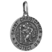 Picture of 18mm Sterling Silver St Christopher Medal Necklace 11/16 inch Round Antiqued Finish Nickel Free Italy