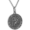 Picture of 18mm Sterling Silver St Christopher Medal Necklace 11/16 inch Round Antiqued Finish Nickel Free Italy