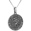 Picture of 18mm Sterling Silver St Christopher Medal Necklace 11/16 inch Round Antiqued Finish Nickel Free Italy