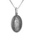 Picture of 22mm Sterling Silver Guadalupe Medal Necklace 7/8 inch Oval Antiqued Finish Nickel Free Italy
