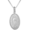 Picture of 22mm Sterling Silver Guadalupe Medal Necklace 7/8 inch Oval Nickel Free Italy
