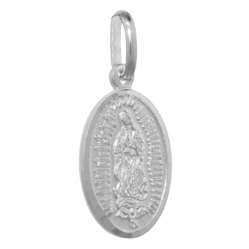 Picture of 16mm Sterling Silver Guadalupe Medal Necklace 5/8 inch Oval Nickel Free Italy
