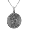 Picture of 18mm Sterling Silver St Joseph Medal Necklace 3/4 inch Round Antiqued Finish Nickel Free Italy