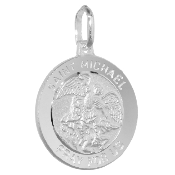Picture of 3/4 inch Sterling Silver St Michael Medal Necklace for Men and Women 18mm Round Nickel Free Italy