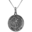 Picture of 3/4 inch Oxidized Finish Sterling Silver St Michael Medal Necklace for Men and Women 18mm Round Nickel Free Italy