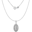 Picture of 24mm Sterling Silver Miraculous Medal Necklace Oval Virgin Mary Italy 7/8 inch