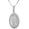Picture of 22mm Sterling Silver Miraculous Medal Necklace Oval Virgin Mary Italy 7/8 inch