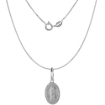 Picture of 15mm Very Tiny Sterling Silver Miraculous Medal Necklace Oval Virgin Mary Italy 1/2 inch