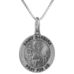 Picture of 18mm Sterling Silver St Barbara Medal Necklace 3/4 inch Round Antiqued Finish Nickel Free Italy