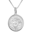 Picture of 18mm Sterling Silver Christ with Crown of Thorns Medal Necklace 3/4 inch Round Nickel Free Italy