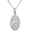 Picture of 18mm Dainty Sterling Silver Sacred Heart of Jesus Small Medal Necklace 5/8 inch Oval