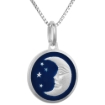 Picture of Sterling Silver Moon & Star Necklace Round Blue Enamel Italy 5/8 inch