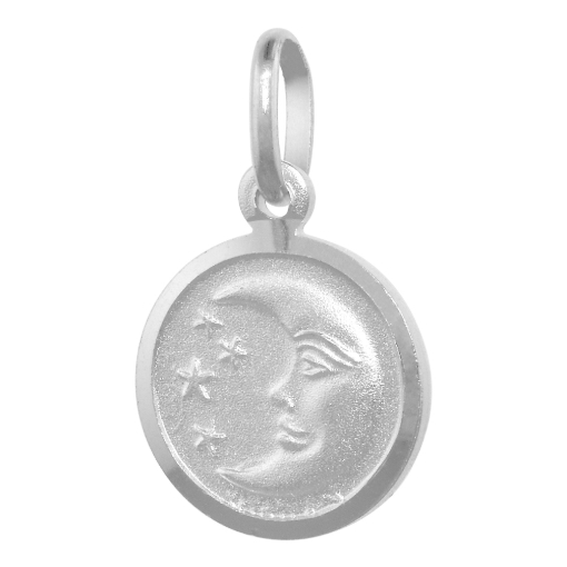 Picture of Sterling Silver Moon & Star Necklace Round Italy 1/2 inch