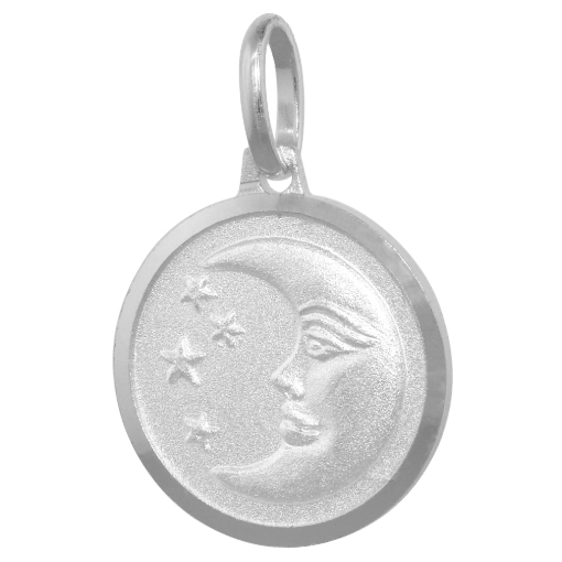 Picture of Sterling Silver Moon & Star Necklace Round Italy 5/8 inch