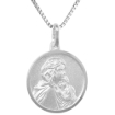 Picture of 18mm Sterling Silver Mother Mary and Jesus Medal Necklace 3/4 inch Round