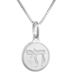 Picture of Dainty Sterling Silver Chai Medal Necklace 1/2 inch Round Italy