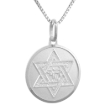 Picture of Sterling Silver Star of David Medal Necklace 3/4 inch Round Italy