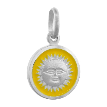 Picture of Sterling Silver Sun Medal Necklace Round Yellow Enameled Italy 1/2 inch