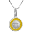Picture of Sterling Silver Sun Medal Necklace Round Yellow Enameled Italy 1/2 inch