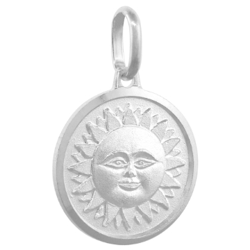 Picture of Sterling Silver Smiling Sun Necklace Round Italy 5/8 inch