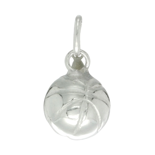 Picture of Sterling Silver Basketball Necklace 3-D Hollow Italy 1/2 inch 0.8mm Chain
