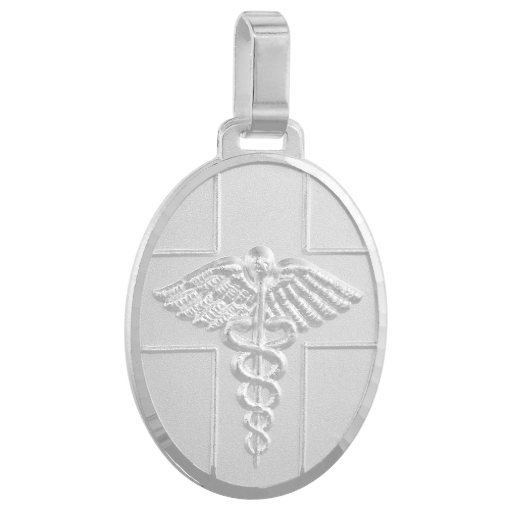 Picture of Sterling Silver Medical Alert Necklace Oval Italy 1 1/8 inch