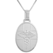 Picture of Sterling Silver Medical Alert Necklace Oval Italy 1 1/8 inch