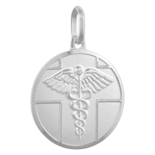Picture of Sterling Silver Medical Alert Necklace Round Italy 3/4 inch