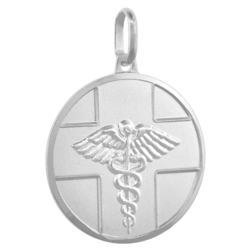 Picture of Sterling Silver Medical Alert Necklace Round Italy 7/8 inch