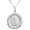 Picture of 3/4 inch Sterling Silver Rope Border St Christopher Medal Necklace for Men and Women 18mm Round Nickel Free Italy