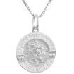 Picture of 18mm Scalopped Sterling Silver St Christopher Medal Necklace 3/4 inch Nickel Free Italy