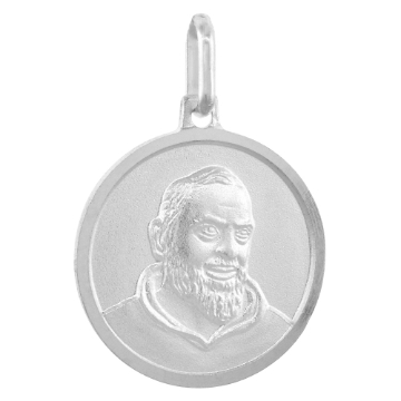 Picture of 18mm Sterling Silver St Padre Pio Medal Necklace 3/4 inch Nickel Free Italy