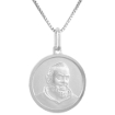 Picture of 18mm Sterling Silver St Padre Pio Medal Necklace 3/4 inch Nickel Free Italy