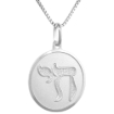 Picture of Sterling Silver Chai Medal Necklace 3/4 inch Round Italy