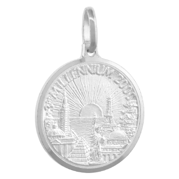 Picture of Sterling Silver Millennium 2000 Medal Necklace 3/4 inch Round Italy
