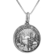 Picture of Sterling Silver Millennium 2000 Medal Necklace 3/4 inch Round Antique Finish Italy