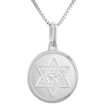 Picture of Dainty Sterling Silver Star of David Medal Necklace 5/8 inch Round Italy