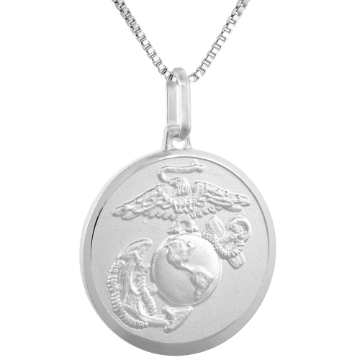 Picture of Sterling Silver Eagle Globe and Anchor Necklace EGA 7/8 inch Round