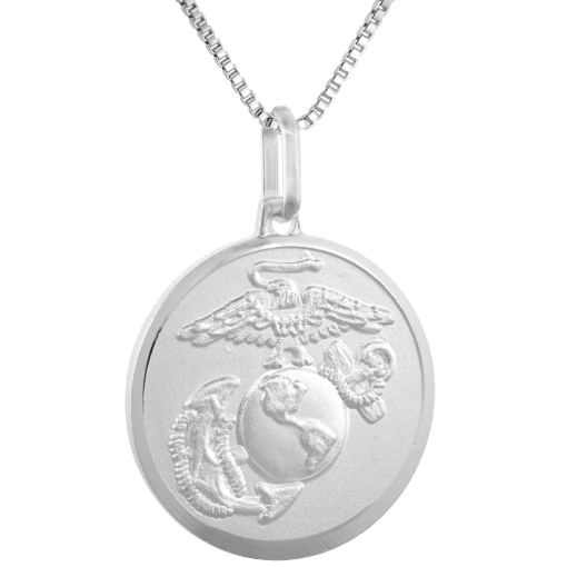 Picture of Sterling Silver Eagle Globe and Anchor Necklace EGA 7/8 inch Round