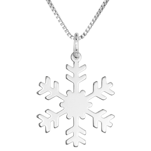 Picture of Sterling Silver Snowflake Necklace Round Italy 7/8 inch